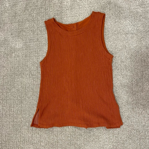 Anthropologie Burnt Sienna Orange Montauk Sleeveless Button Back Tank Small - Picture 2 of 5